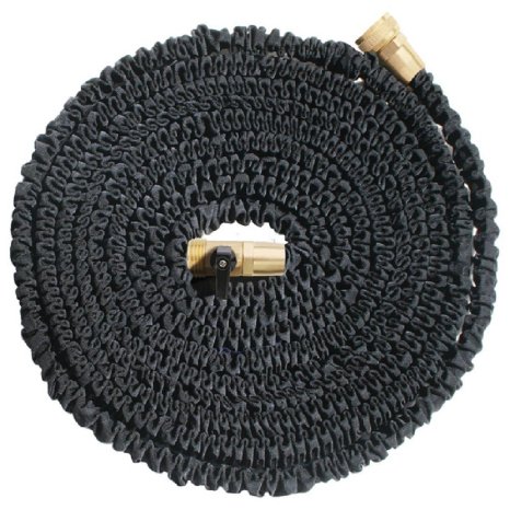 KLAREN® 75ft Heavy Duty Expandable Hose (Black), Upgraded Brass Fittings and Shut-off Valve, Toughest, Flexible, Expanding Garden / Utility Hose 75 foot US Seller Best quality