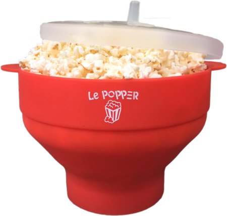 EXPANDABLE POPCORN POPPER - EASY TO USE *HIGHEST QUALITY* Gourmet 2 Minute Microwavable with Safety Handles, Collapsible for easy storage and Dishwasher proof...by Le Popper