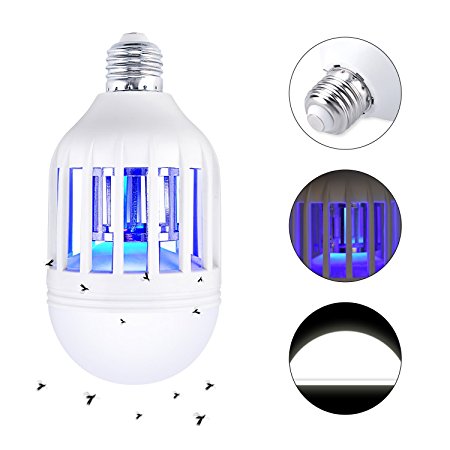 Smarlance Electronic Insect Killer Bug Zapper Light Bulb Mosquito Flying Killer Mosquito Traps Fit 110V LED Light Bulb Socket, for Indoor Home Porch Garden Backyard Lighting and Mosquito Killing