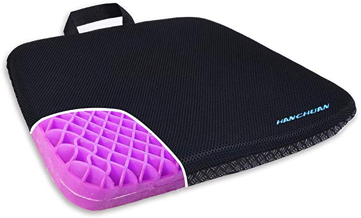 HANCHUAN Gel Seat Cushion Thick Chair Cushion Breathable Cushion Pad Gel Sits Pad - Tailbone, Lower Back Pressure Sore Relief for Car, Office, Wheelchair or Home 1.8 Inch Thickness