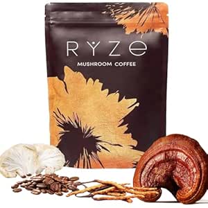 New RYZE Mushroom Coffee (30 Servings) (Single Pack) with a spoon (1 pack)