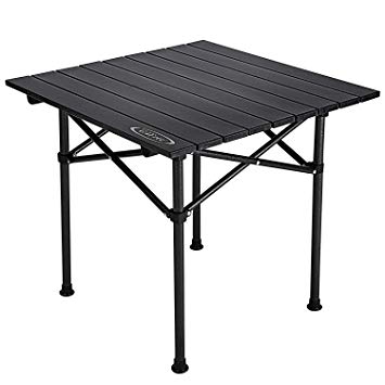 G4Free Lightweight Aluminum Folding Table Camp Square Roll Up Top Compact Tables for Outdoor Hiking Camping Picnic with Carry Bag