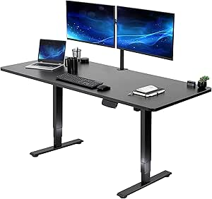 VIVO Electric Height Adjustable 71 x 30 inch Memory Stand Up Desk, Black Solid One-Piece Table Top, Black Frame, Touch Screen Preset Controller, 2E Series, DESK-KIT-2E71B