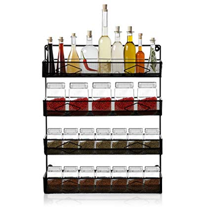 OAKOME 4 Tier Spice Rack - Large Wall Mounted spice rack organizer with Free Screws for Home Kitchen