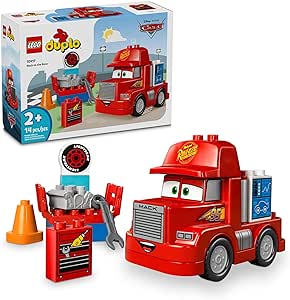 LEGO DUPLO Disney and Pixar’s Cars Mack at The Race Construction Set, Toddler Toy for Boys and Girls, Car Toy for Kids to Learn Through Play, Buildable Red Hauler Truck from The Cars Movie, 10417