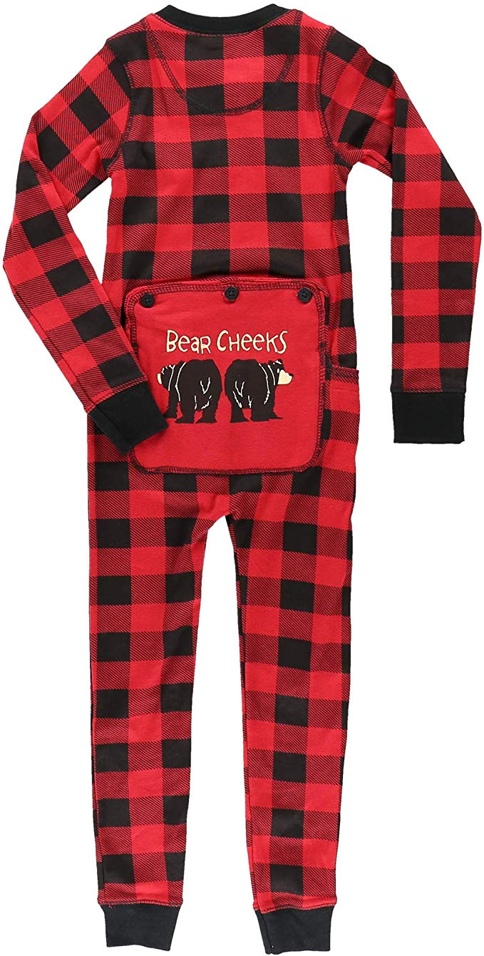 LazyOne Flapjack, Cute Pajamas with Button Flap on Backside, One-Piece Pajamas for Kids