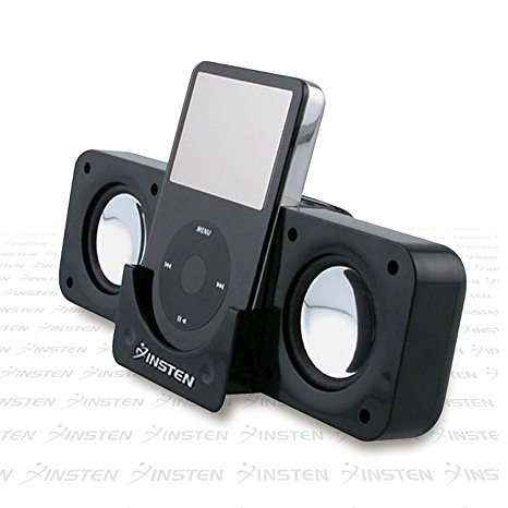 Black Portable Folding Stereo Speaker For Apple iPod Touch Ithouch Classic, Video, iPhone 1G 3G