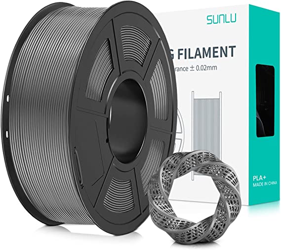 SUNLU PLA  Filament 1.75mm, PLA Plus Filament for 3D Printer 3D Pens, Dimensional Accuracy  /- 0.02 mm, 1 kg Spool PLA Plus,Gray