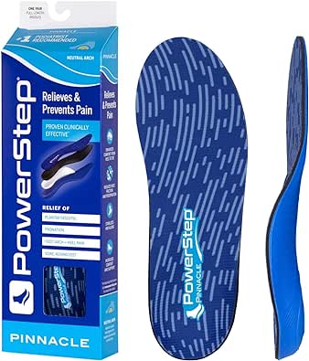 Powerstep Pinnacle Insoles - Orthotics for Plantar Fasciitis & Heel Pain Relief - Full Length Orthotic Insoles For Arch Pain with Moderate Pronation - #1 Podiatrist Recommended