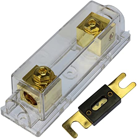VOODOO Gold Plated ANL Fuse Holder 2/0 1/0 0 Gauge no terminals Needed (125 Amp Fuse)