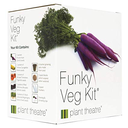 Plant Theatre Funky Veg KIT Gift Box - 5 Extraordinary Vegetables to Grow to Start Growing in one Box! Super Grow Kit Gift