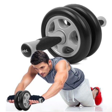 Jumbl Ab Wheel Roller - Dual Double Pro Abdominal Exercise Wheel - Fitness Smooth Workout for Abs