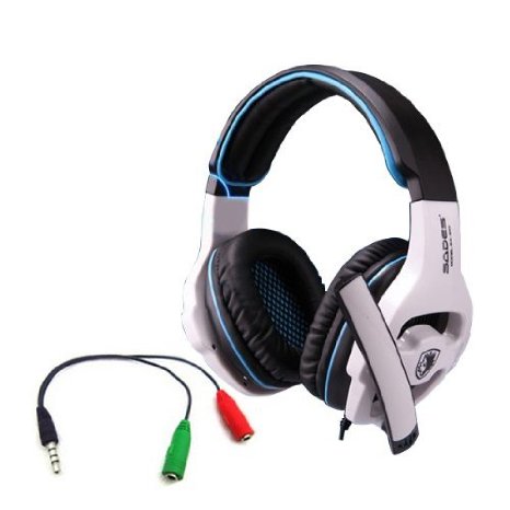 SADES MODEL SA-810 Professional Gaming Headphone Engineering Level Abs Earphone with Unique Sports Wired Control and Microphone for WCG and Cs White