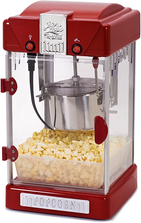 Elite Deluxe EPM-350 2.5 Ounce Classic Tabletop Popcorn Popper Machine with Accessories, Red