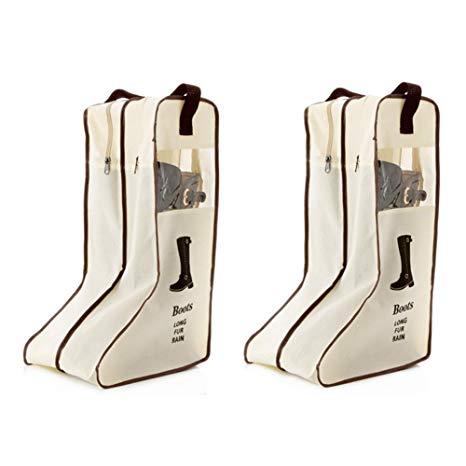 Portable 2 Packs,Tall Boots Storage/Protector Bag,Boots Cover by Rekukos (Cream)