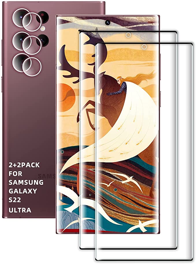 ZOLMAG 2 Pack Screen Protector for Samsung Galaxy S22 Ultra,[Anti-Fingerprint][Bubble Free][Scratch-Resistant][Fingerprints Sensor Compatible] Tempered Glass Screen Protector for Galaxy S22 Ultra