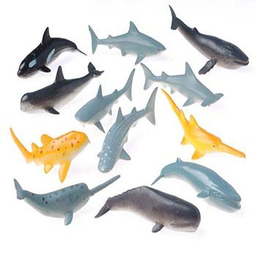 2 Dozen (24) Mini Plastic SHARK & WHALE Figures 3" TOYS Birthday PARTY FAVORS Prizes CUPCAKE Toppers Teacher Rewards