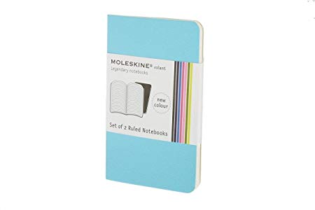 Moleskine Volant Journal, Soft Cover, XS (2.5" x 4") Ruled/Lined, Manganese Blue (Set of 2)
