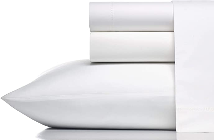 Vera Wang Perfect Percale White Sheet Set, Queen, White Embroidery