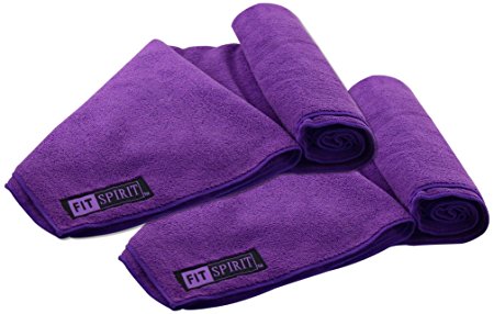 Fit Spirit Set of 2 Super Absorbent Microfiber Non Slip Skidless Sport Towels - Choose Your Color and Size