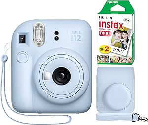 Fujifilm Instax Mini 12 Instant Camera Pastel Blue   Minimate Custom Case   Fuji Instax Film 20 Sheets Twin Pack