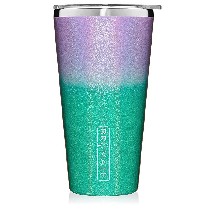 Brümate Imperial Pint 20oz Shatterproof Double Wall Vacuum Insulated Stainless Steel Travel & Camping Mug for Beer, Cocktails, Coffee & Tea with Splash-Proof Lid for Men & Women (Glitter Mermaid)