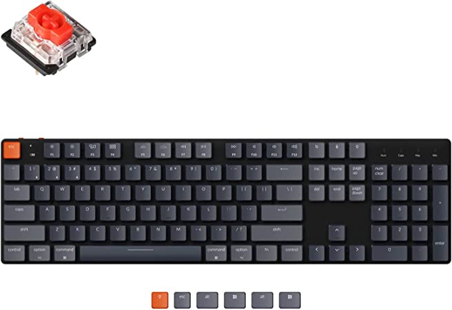 Keychron K5 SE Ultra-Slim Full Size Hot-swappable Wireless Bluetooth/Wired USB Mechanical Keyboard with Low Profile Gateron Red Switch, 104 Keys RGB Backlight Computer Keyboard for Mac and Windows