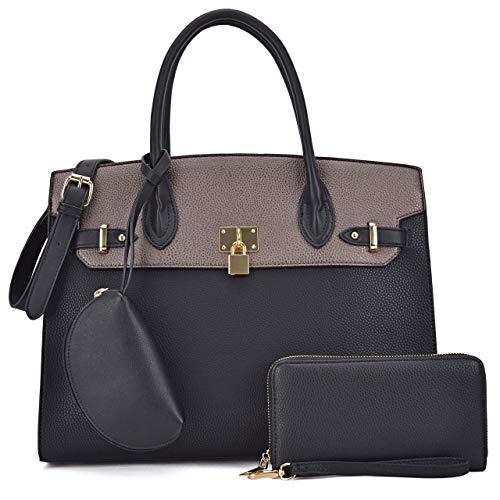 Dasein Women Vegan Leather Handbag and Purse Satchel Bag with Crossbody Strap