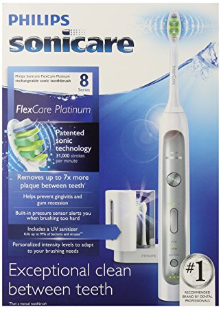 Philips Sonicare Flexcare Platinum Rechargeable Electric Toothbrush with UV Sanitizer, Model HX9170/10