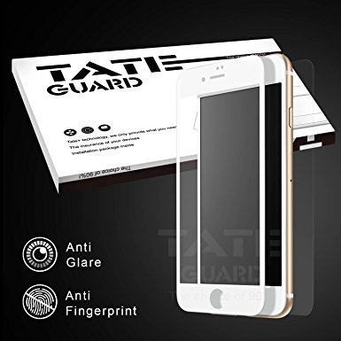 [Super smooth for APP winner & 3D Curve Fit] Tateguard Iphone 7 tempered glass screen protector [Matte surface and full bending coverage][White tooling]