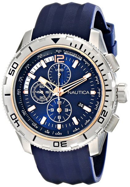 Nautica Men's NAD19505G NST 101 Stainless Steel Watch with Blue Band