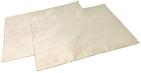 Blizzard Snowflake Cream Christmas (Xmas) Pack Of 2 Placemats (33x45cm-13x18in Approx)