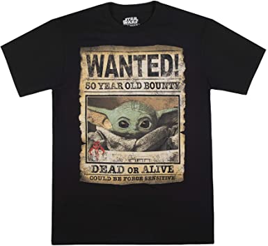 STAR WARS Men's Baby Yoda Child Mandalorian Wanted Poster T-Shirt