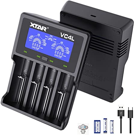18650 Charger XTAR VC4L Battery Charger 4 Bays New 2021 Updated 21700 Battery Charger USB C Charger (VC4L Charger)