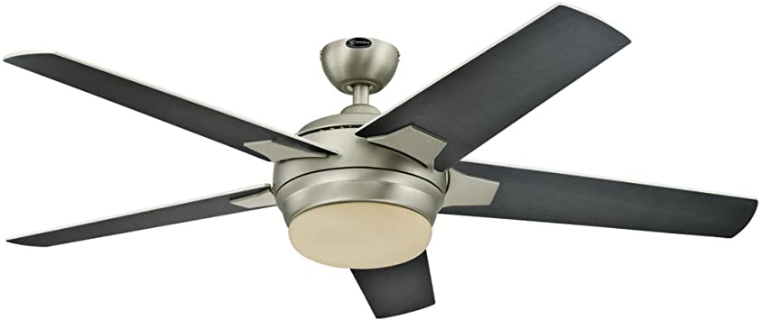 Westinghouse Lighting 7204000 Bolton Two-Light 52" Reversible Plywood Five-Blade Indoor Ceiling Fan, Brushed Aluminum