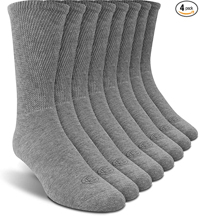 Doctor's Choice Men's Diabetic Crew Socks, Grey, Large, Sock Size 10-13