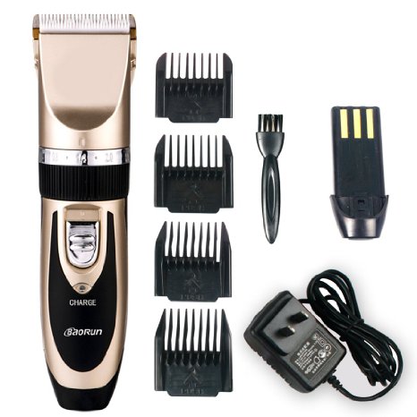 Jack & Rose Professional Hair Cutting Kit Rechargeable Hair Clipper and Trimmer 7 Attechments Haircut Tools for Family Using, Golden