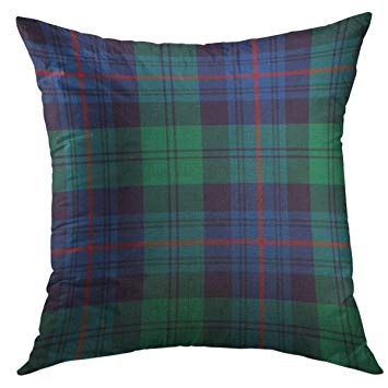 Mugod Decorative Throw Pillow Cover for Couch Sofa,Blue Plaid Armstrong Tartan Green Royal Home Decor Pillow case 18x18 Inch