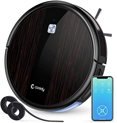 Coredy Robot Vacuum Cleaner, Wi-Fi Connected, Works with Alexa, 1700Pa Max Suction with Boundary Strips, Smart Self-Charging Robotic Vacuum, Cleans Hard Floor to Medium-Pile Carpets, Pet Hair