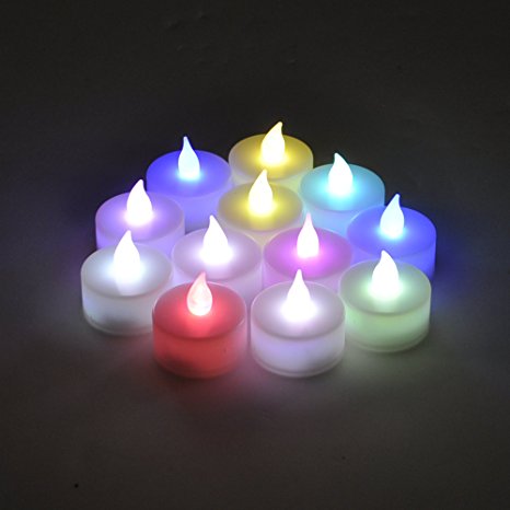 Instapark LCL-C12 Battery-powered Flameless Color-changing LED Tealight Candles, One Dozen Pack