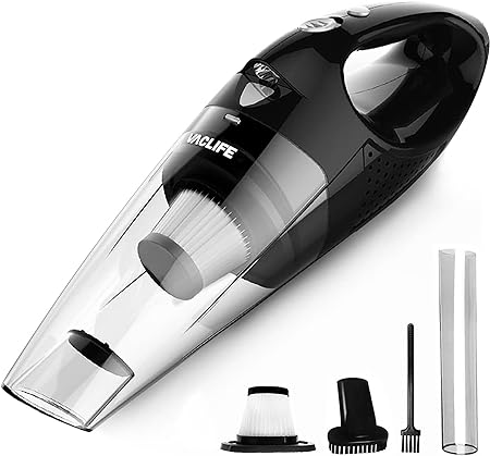 VacLife Handheld Vacuum, Car Hand Vacuum Cleaner Cordless, Mini Portable Rechargeable Vacuum Cleaner with 2 Filters, Bright Silver (VL189)