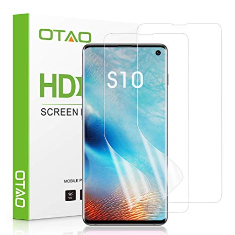 OTAO Galaxy S10 Screen Protector (2Pack)(Not Glass), Full Coverage Case Friendly Galaxy S10 HD Clear Anti-Bubble Film Screen Protector