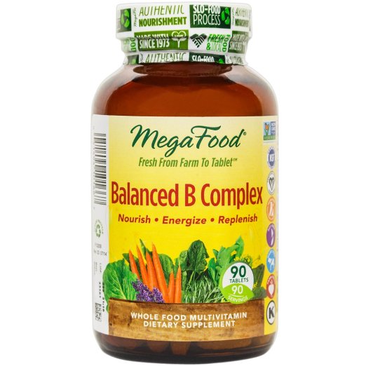 MegaFood Balanced B Complex Tablets 90 Count Premium Packaging
