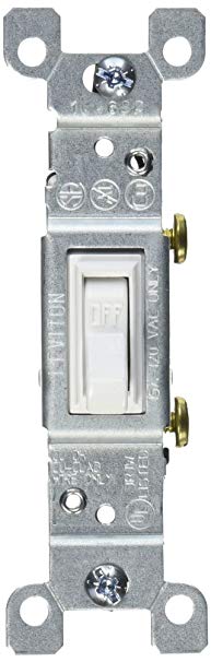 Leviton 1451-WCP 15-Amp, 120-Volt, Toggle Framed Single-Pole AC Quiet Switch, Residential Grade, Non-Grounding, White