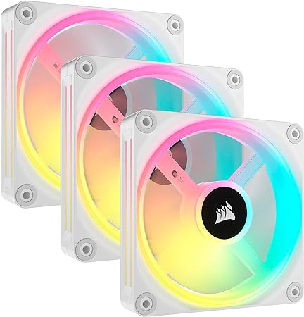 CORSAIR QX Series QX120 RGB 120mm Fans - iCUE Link Ecosystem - Magnetic Dome RGB PWM Fans - 3 Pack Starter Kit with Included System Hub - White