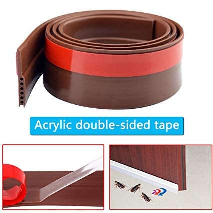 Ansoon Self-Adhesive EPDM Under Door Draft Sweep Weather Stripping Door Bottom Seal Strip,1.6in Width x 39in Length (Brown)