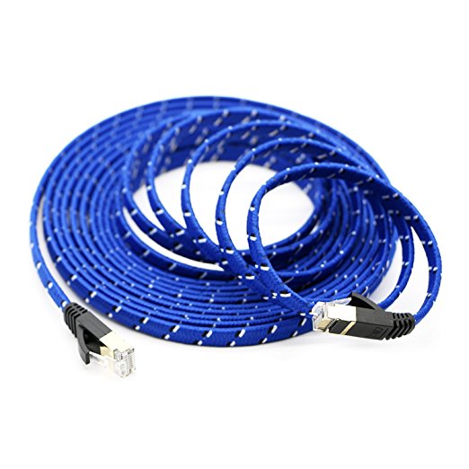 Pasow CAT7 RJ45 10Gbps Ethernet Internet Cable Nylon Braid STP LAN Network Cord (15FT/5M)