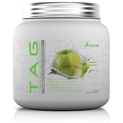 Metabolic Nutrition, TAG, Trans Alanyl Glutamine, 100% L-Glutamine Peptide Powder, Pre Intra Post Workout Supplement, Green Apple, 400 grams (40 servings)