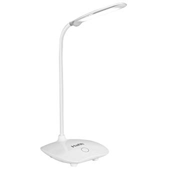 HaMi 5W 18LED Desk Lamp,Eye-Care Dimmable Table Light Lamp with 3 Level Dimmer Touch Control, Adjustable Gooseneck Lamp for Studying, Reading, Working,Camping - White