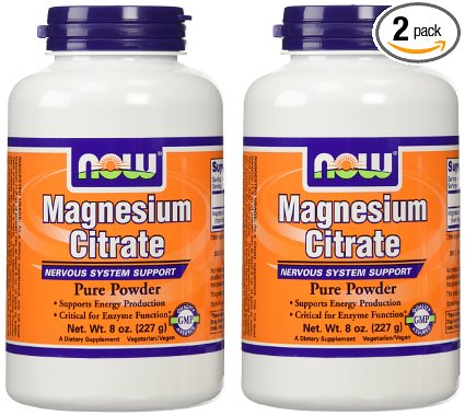 NOW Foods Magnesium Citrate Powder, 8 Ounces (Pack of 2)